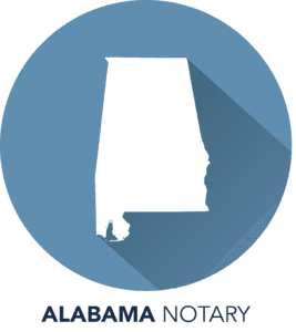 A blue circle with the state of alabama in it