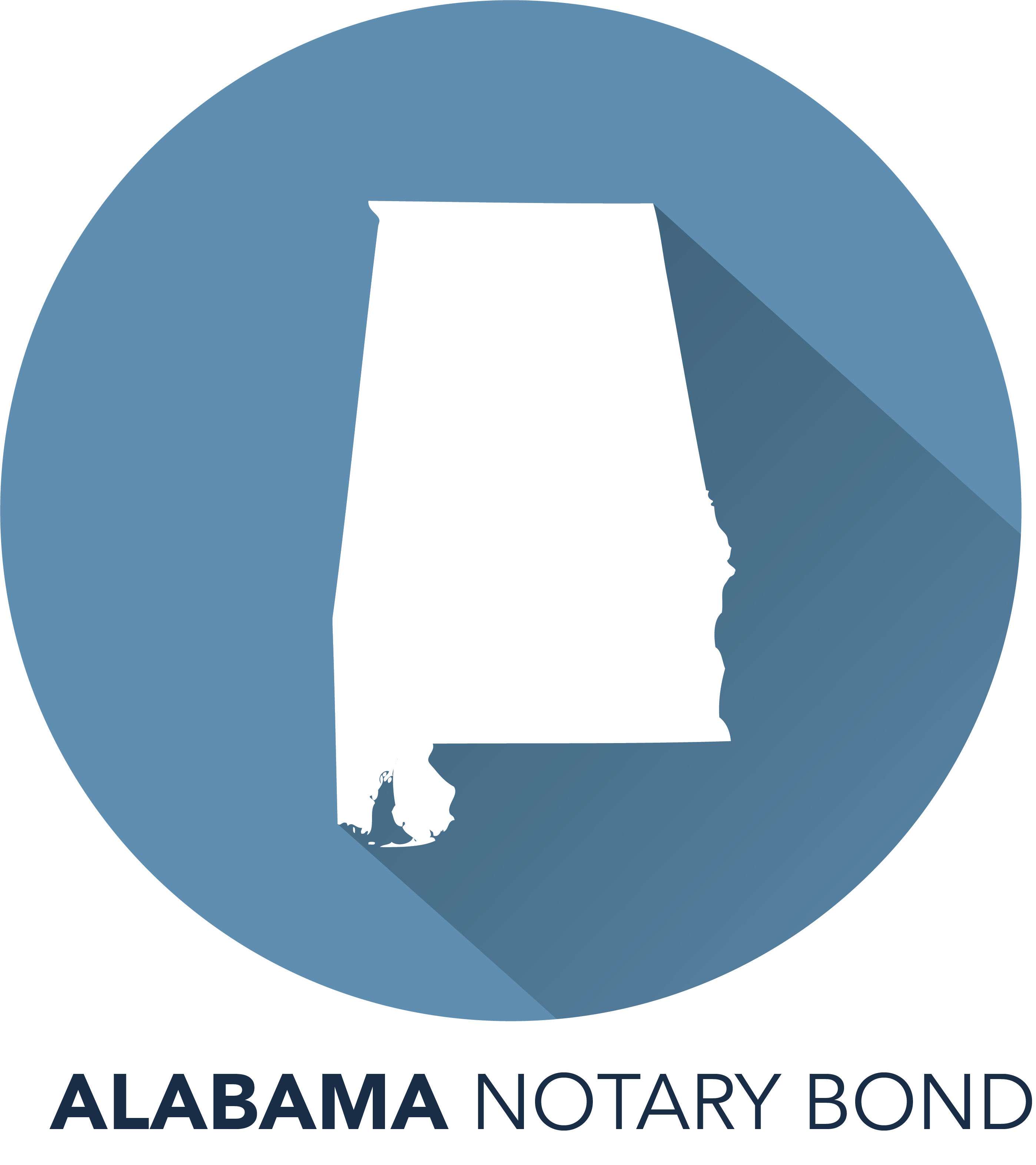 A blue circle with the state of alabama in it