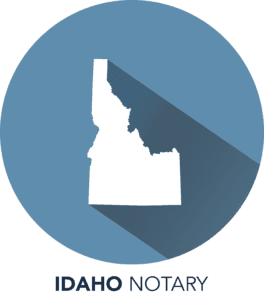 A blue circle with the state of idaho in it