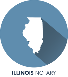 A blue circle with the outline of illinois in it.