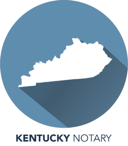 A blue circle with the outline of kentucky in it.