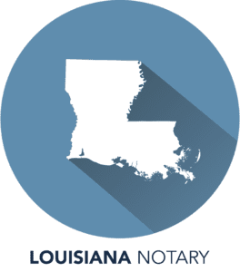 A blue circle with the state of louisiana in it