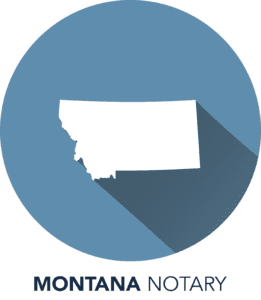 A blue circle with the state of montana in it