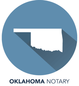 A blue circle with the state of oklahoma in it