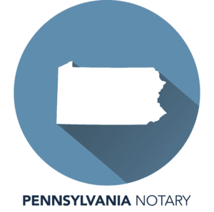 A blue circle with the outline of pennsylvania in it.