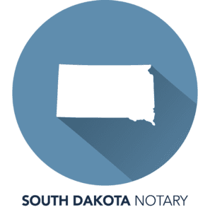 A blue circle with the state of south dakota in it