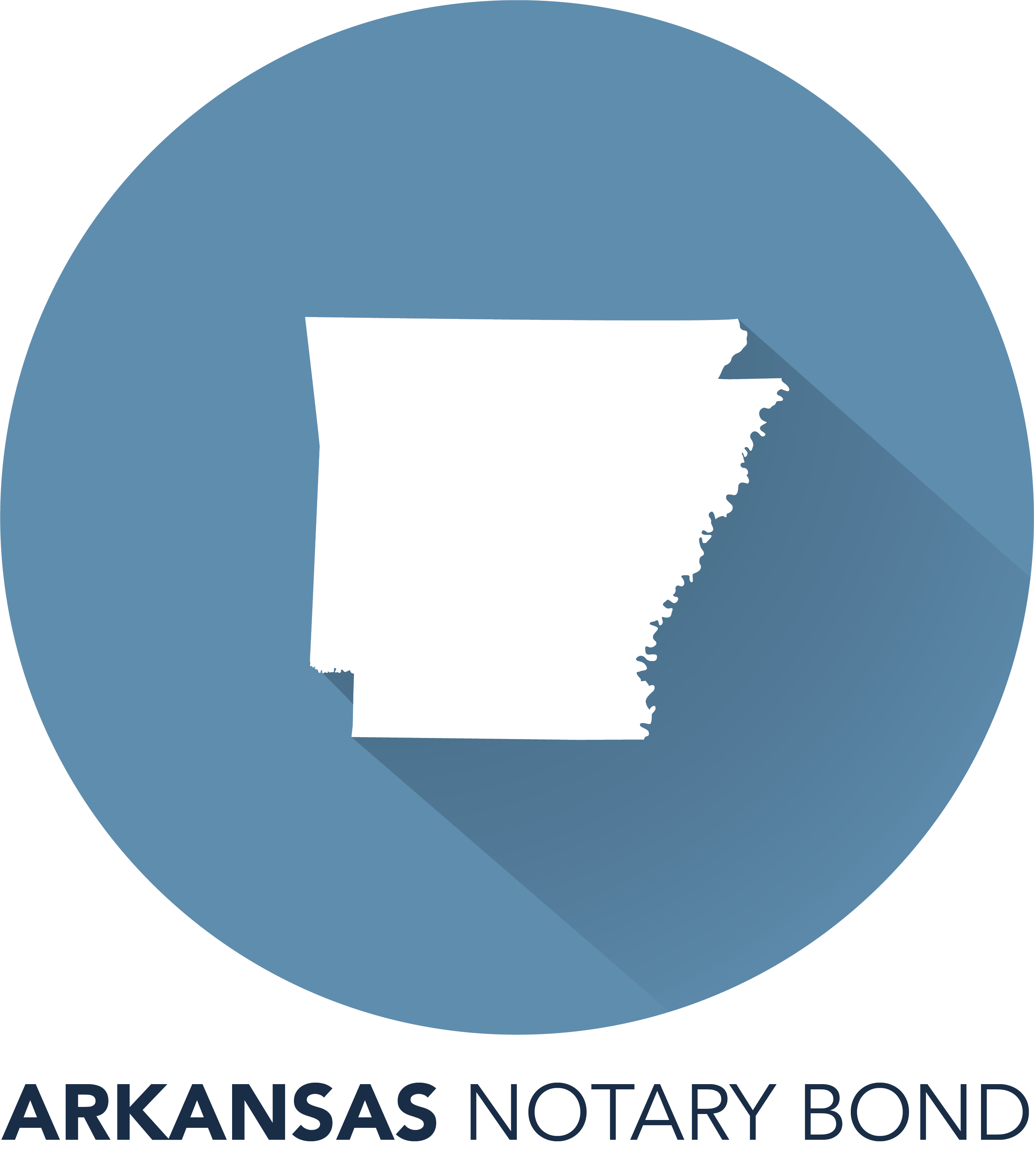 A blue circle with the state of arkansas in it