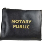 A black bag with the words " notary public ".